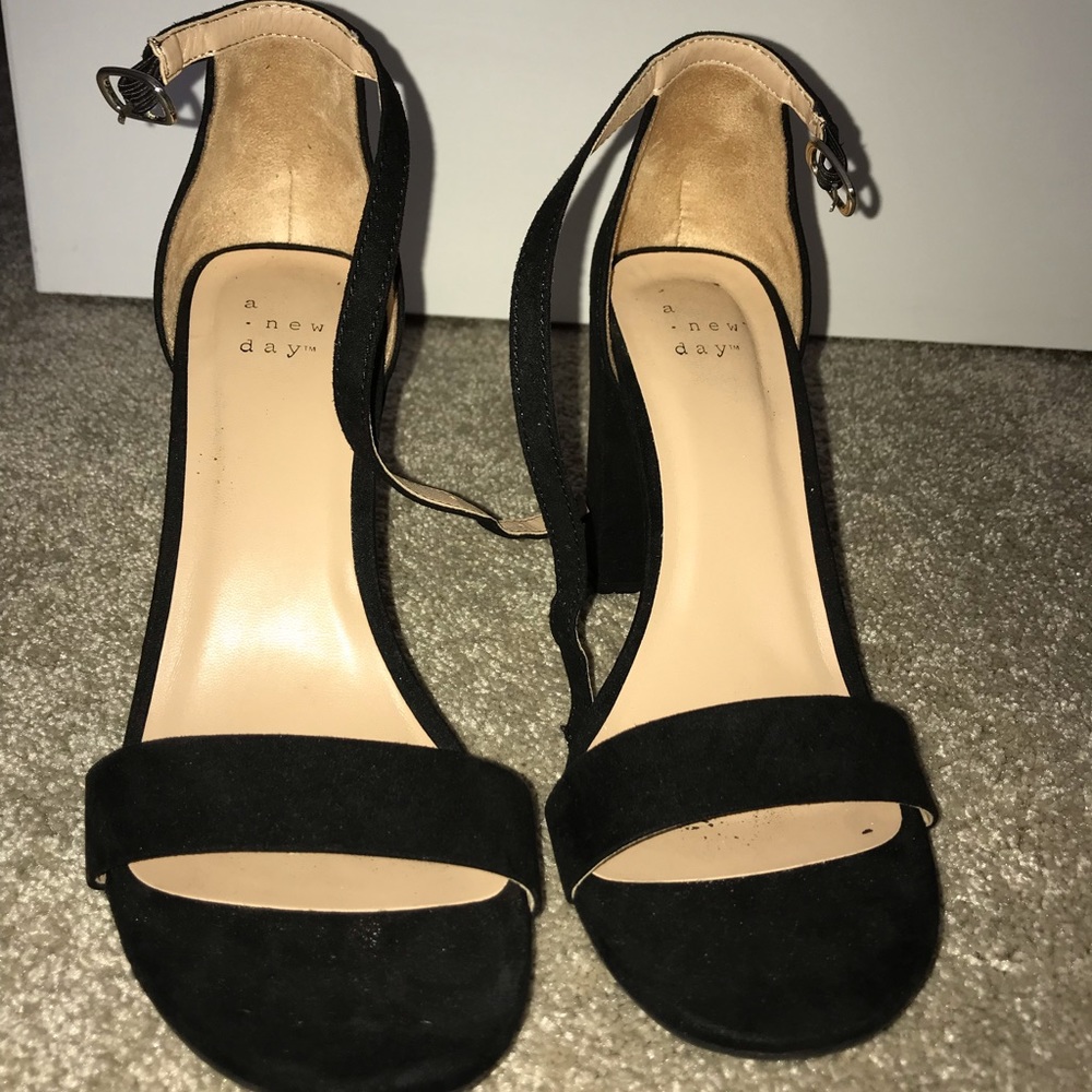 Black suede heels
